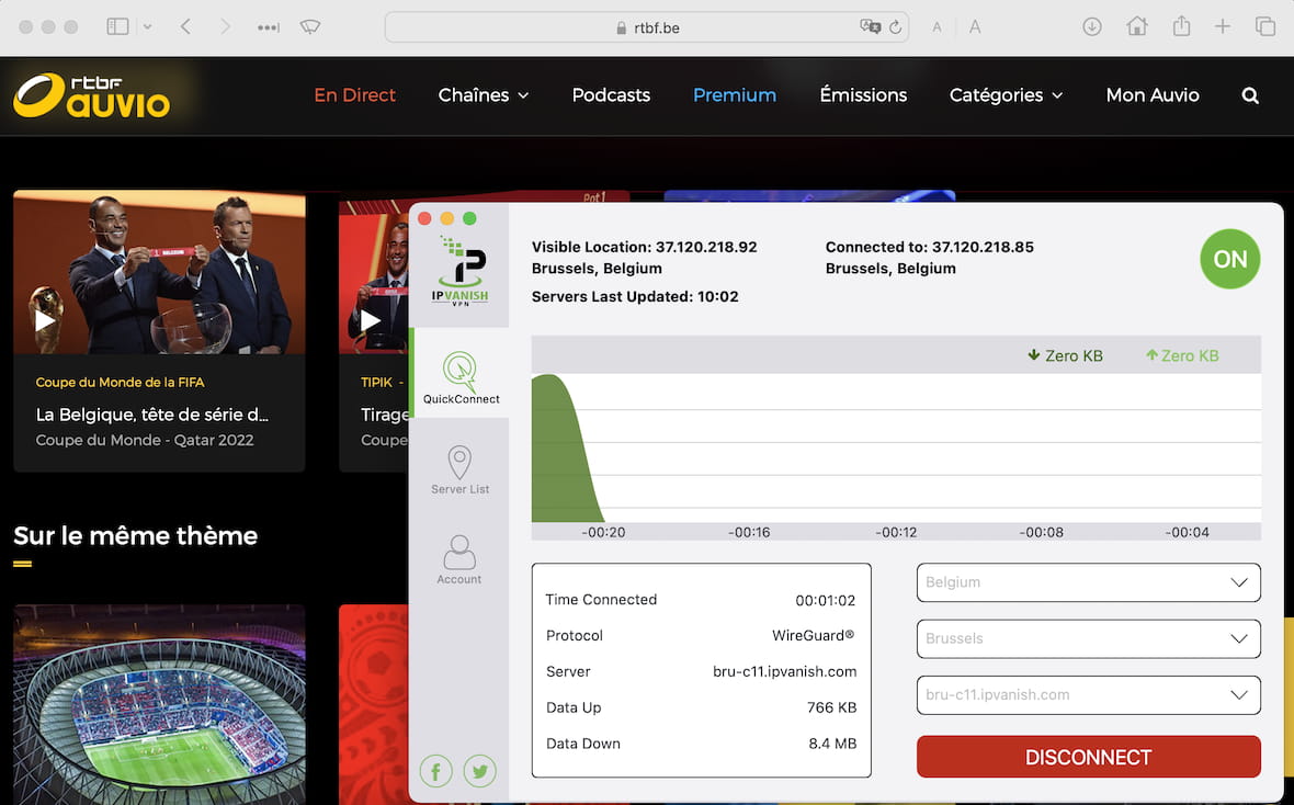 Streaming the FIFA World Cup on RTBF Auvio using a VPN