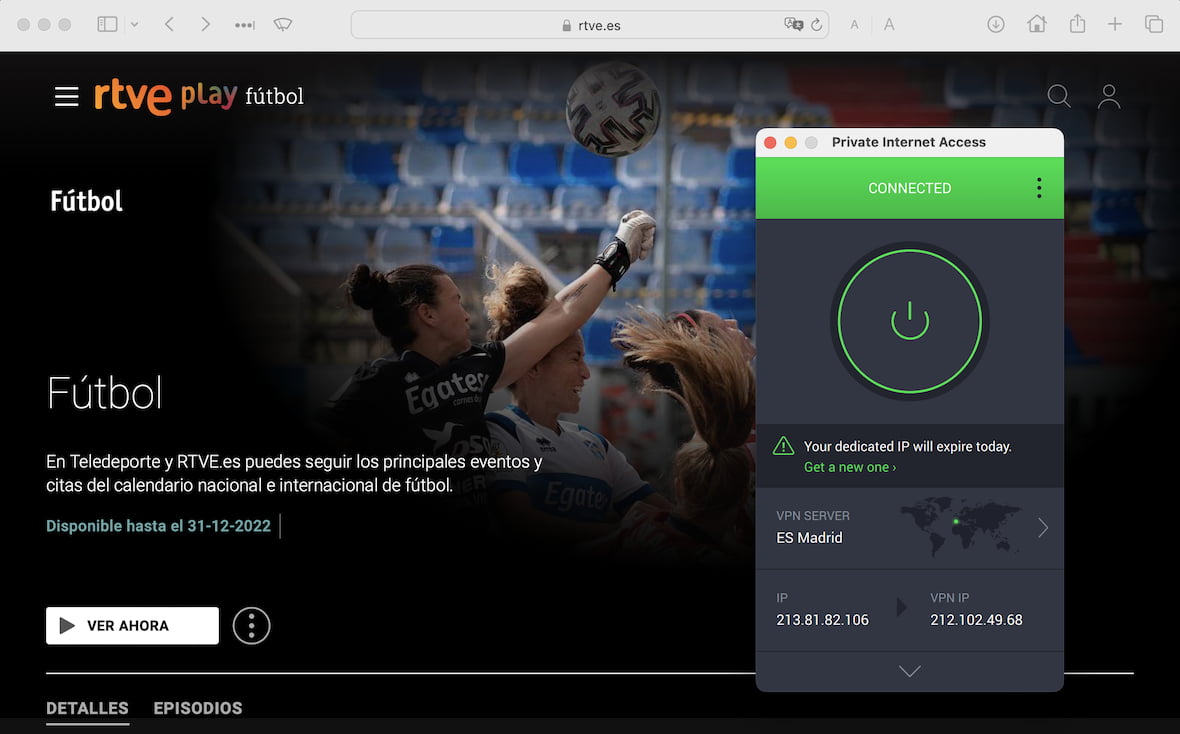 Streaming the FIFA World Cup on RTVE Play using a VPN