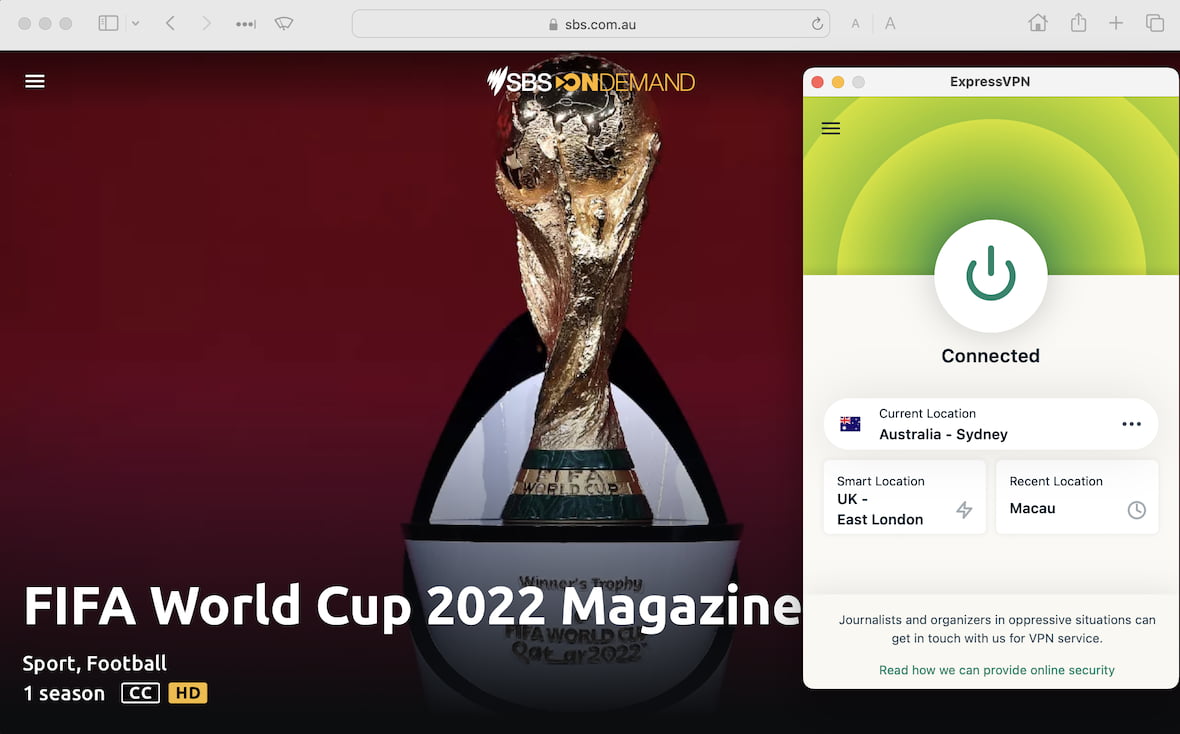 Streaming del Mundial con SBS utilizando una VPN