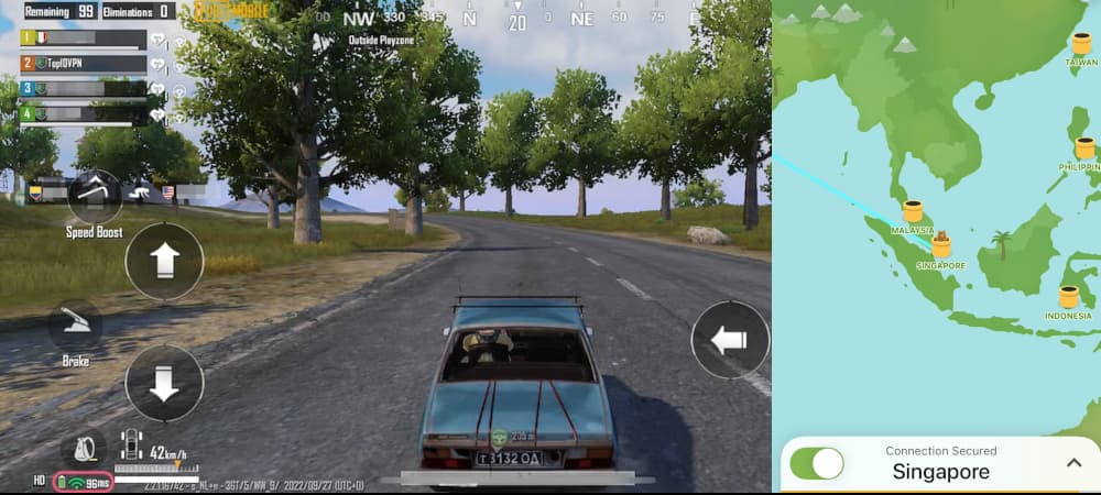 Kami menguji TunnelBear Free dengan memainkan PUBG di ponsel. 