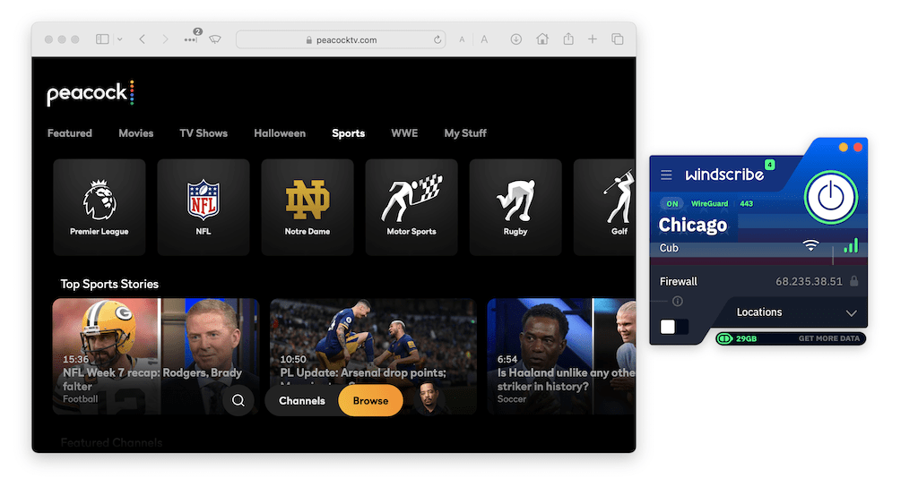 Using Windscribe to stream World Cup content on Peacock