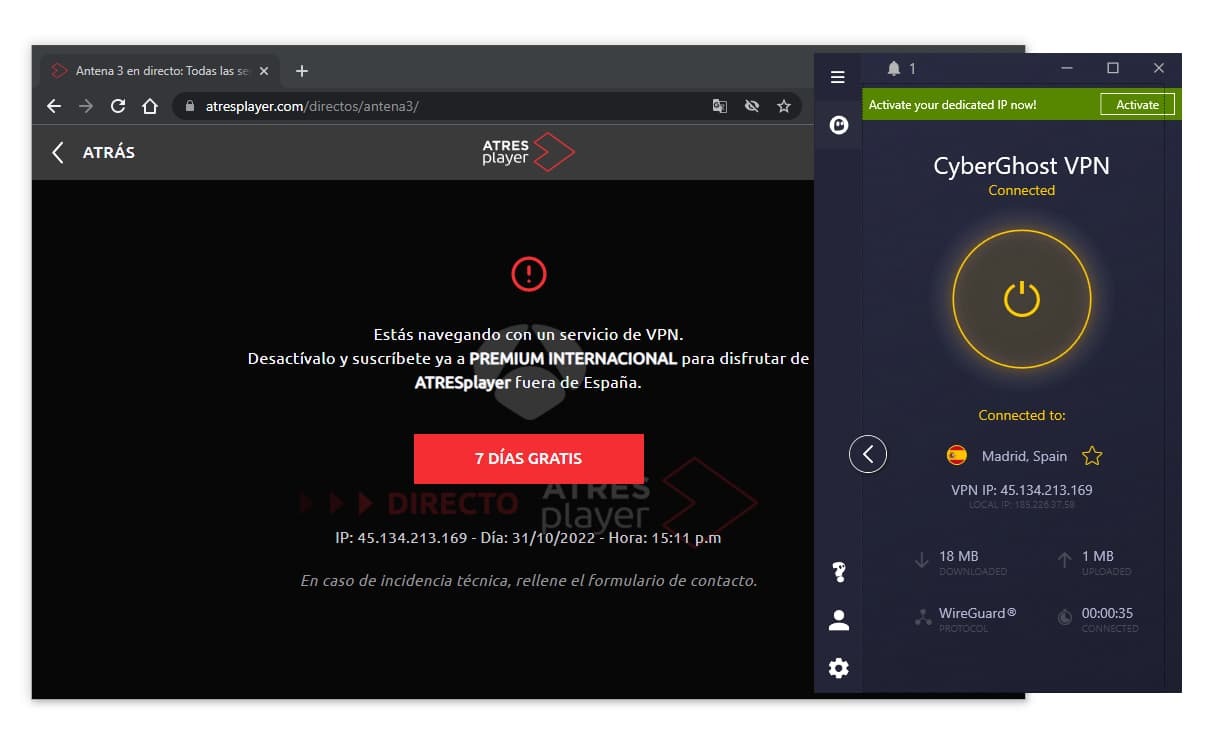cyberghost opiniones CyberGhost en nuestras pruebas para desbloquear Antena 3