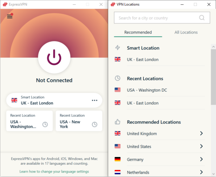 Cliente para Windows de ExpressVPN