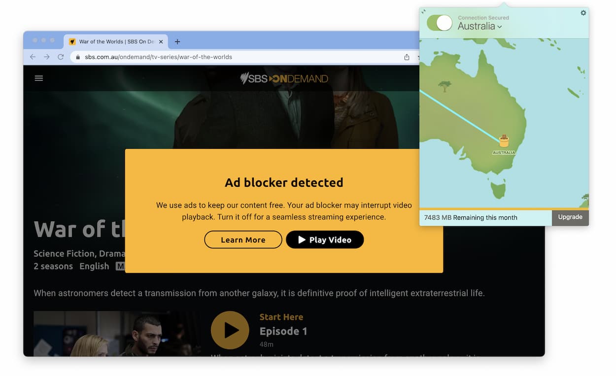TunnelBear Free Doesn't Unblock Australian Streaming Sites