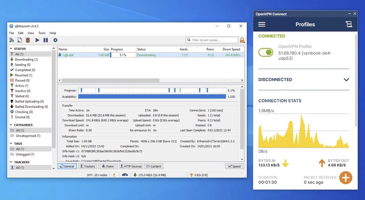 Torrenting with VPNBook connected on Windows