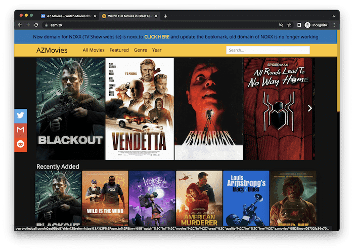 AZMovies Illegal Free Movie Streaming Site