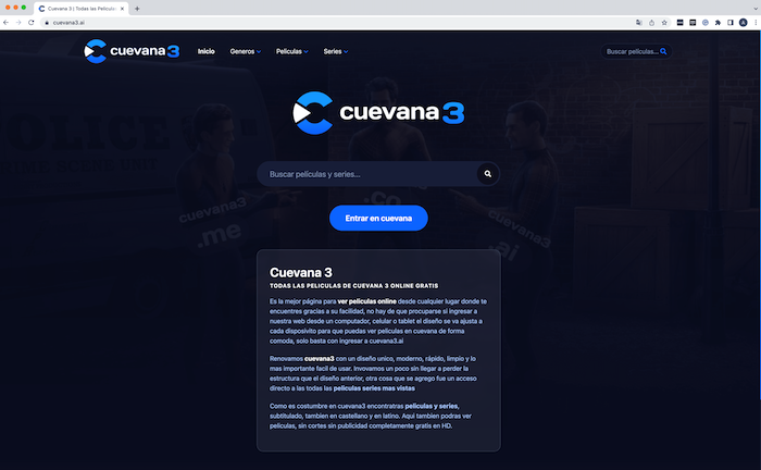 Página de streaming ilegal Cuevana 