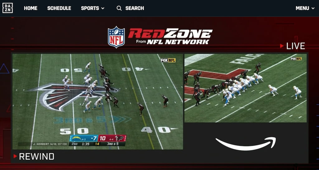 Using DAZN Canada to stream NFL RedZone