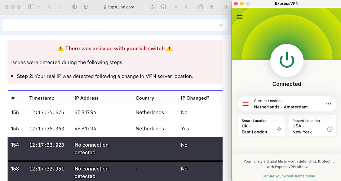 Testando a eficácia do Kill Switch da ExpressVPN