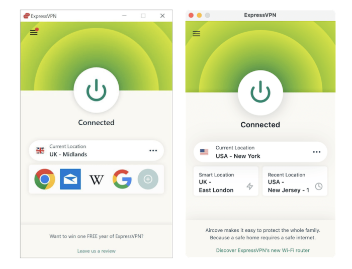 L'app per Windows e Mac di ExpressVPN a confronto