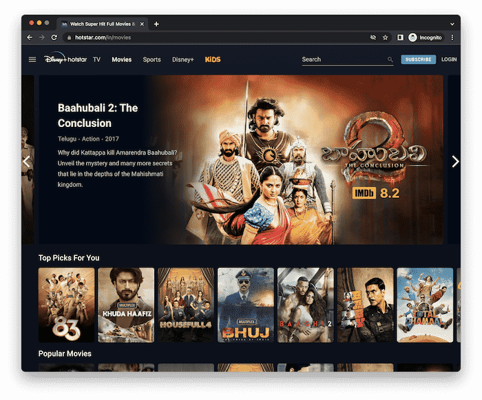 Disney+ Hotstar Free Movie Streaming Sites