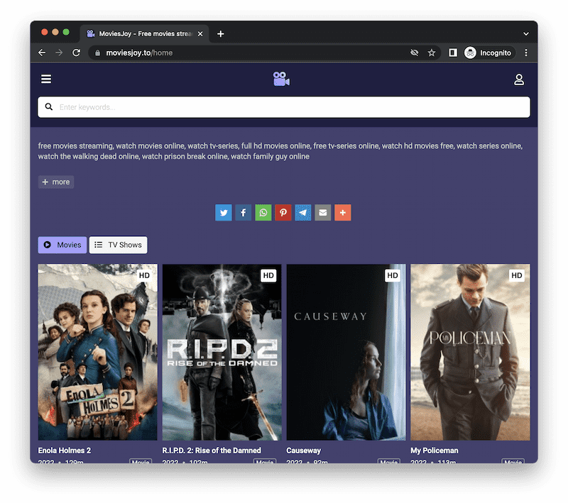 MoviesJoy Illegal Free Movie Streaming Site