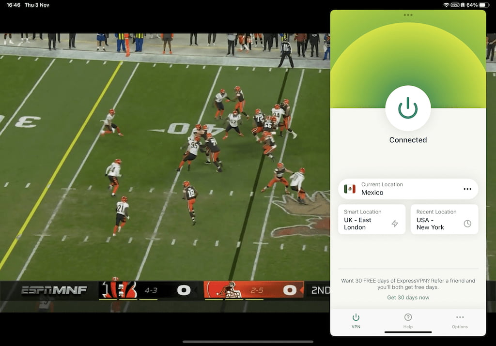 Watching out-of-market NFL games on iOS