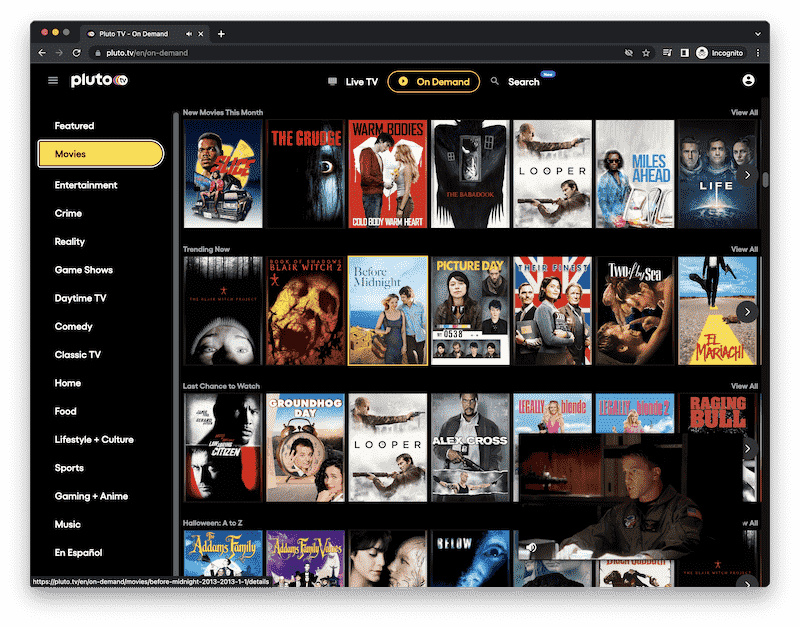 Pluto TV Free Movie Streaming Sites
