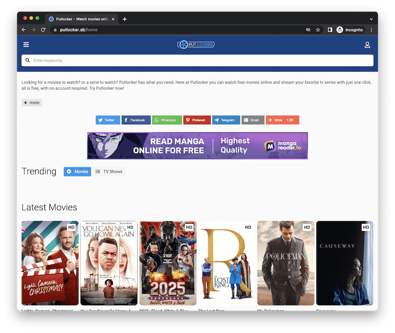 Putlocker Illegal Free Movie Streaming Site
