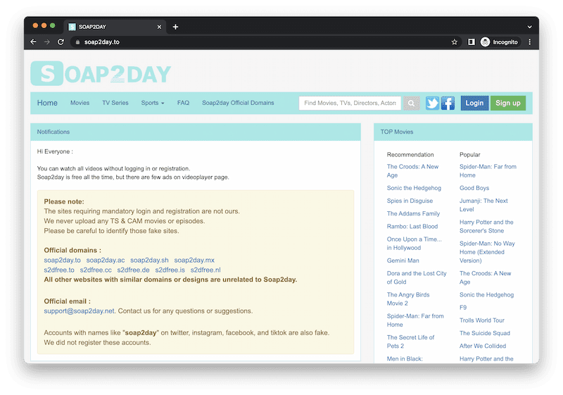 Soap2Day is a user-unfriendly free movie site.