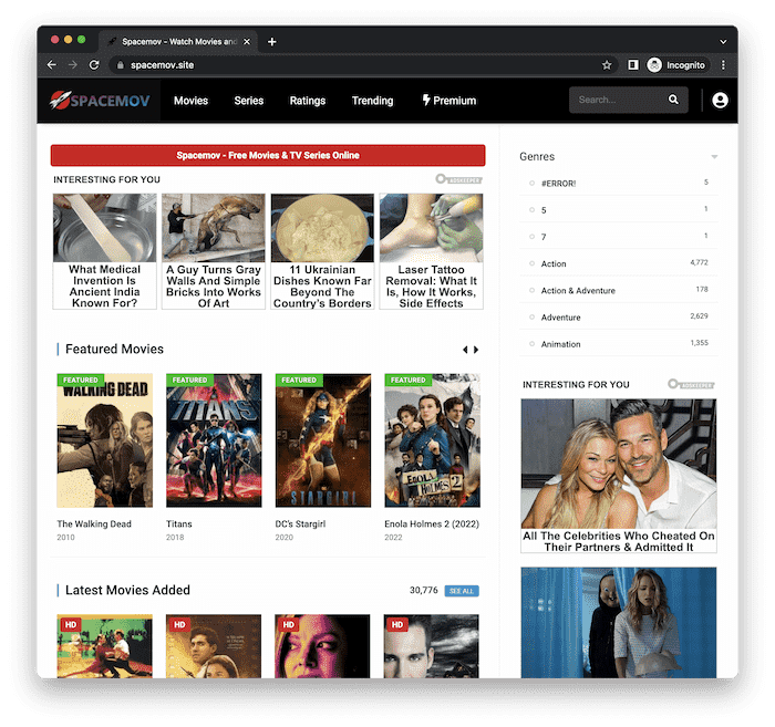SpaceMov Free Movie Streaming Sites