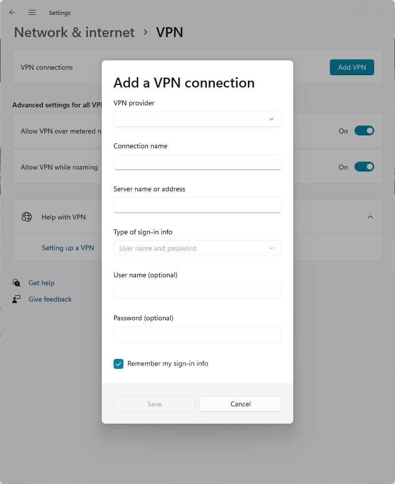 Impostazione manuale di Windscribe VPN su Windows