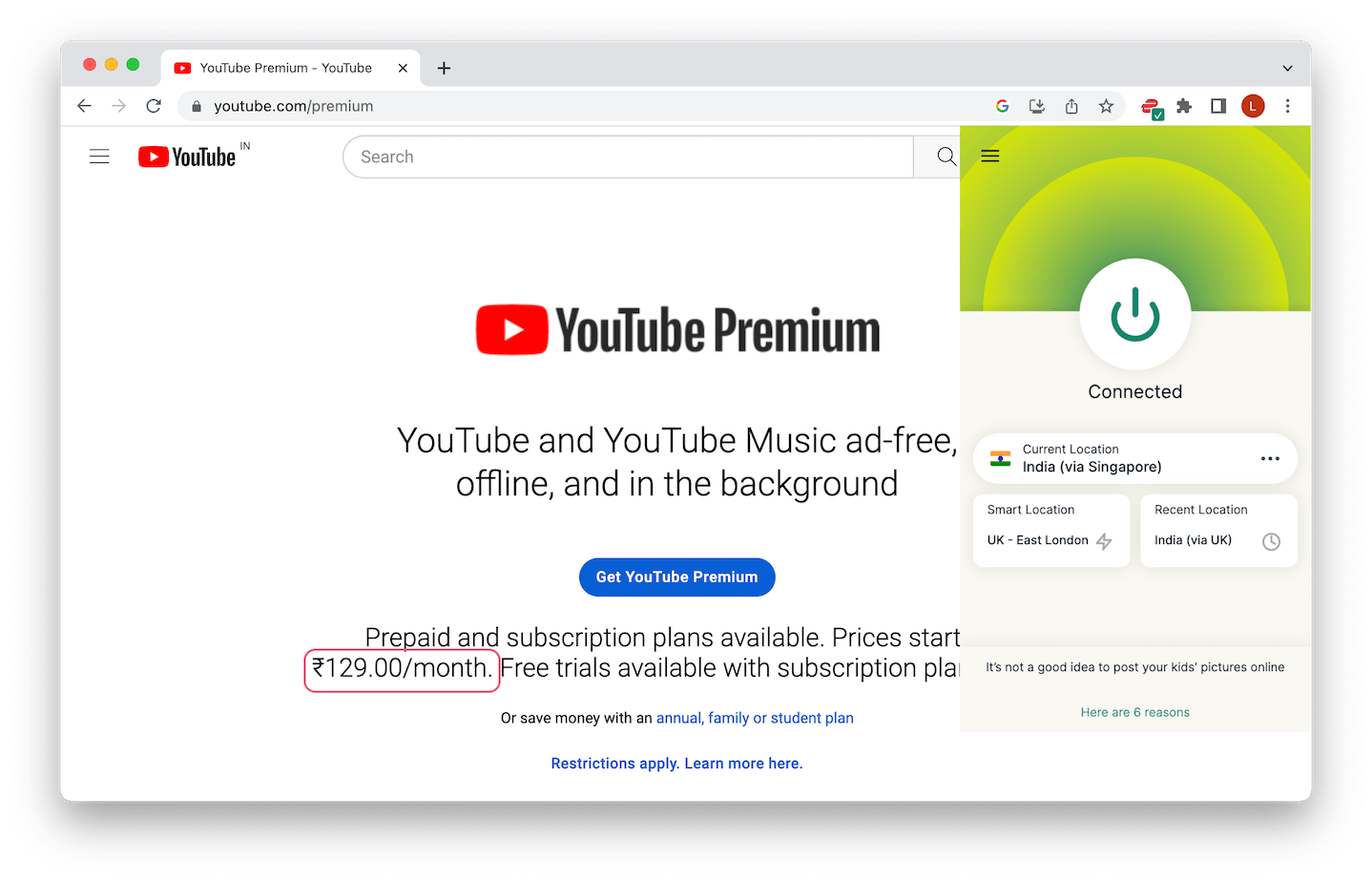 Using a VPN to get a cheap YouTube Premium subscription