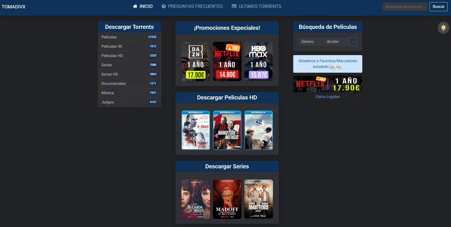 Página web de torrents DonTorrent