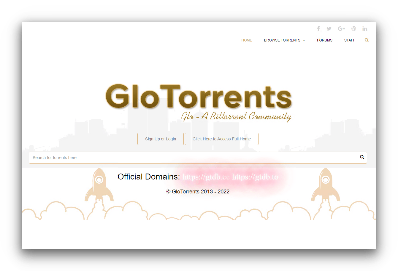 GloTorrents homepage