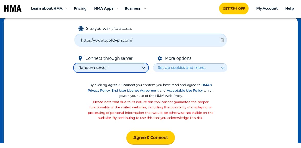Proxy web de HideMyAss