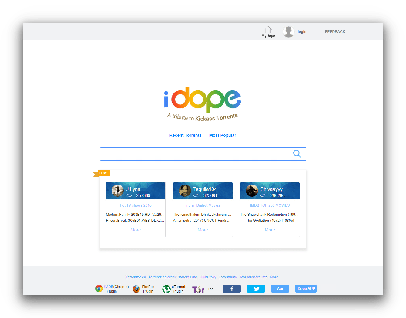 iDope homepage