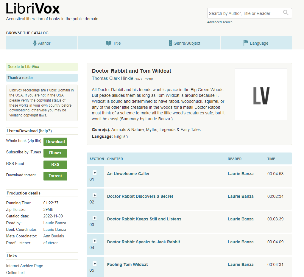 Página de torrents LibriVox