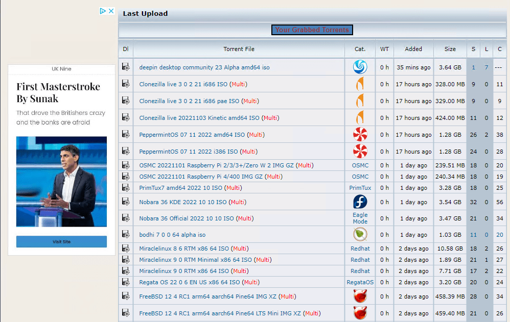 Página de torrents Linux Tracker 