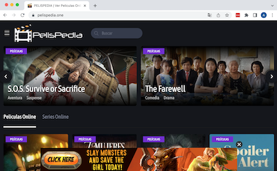 Página de streaming gratis ilegal PelisPedia