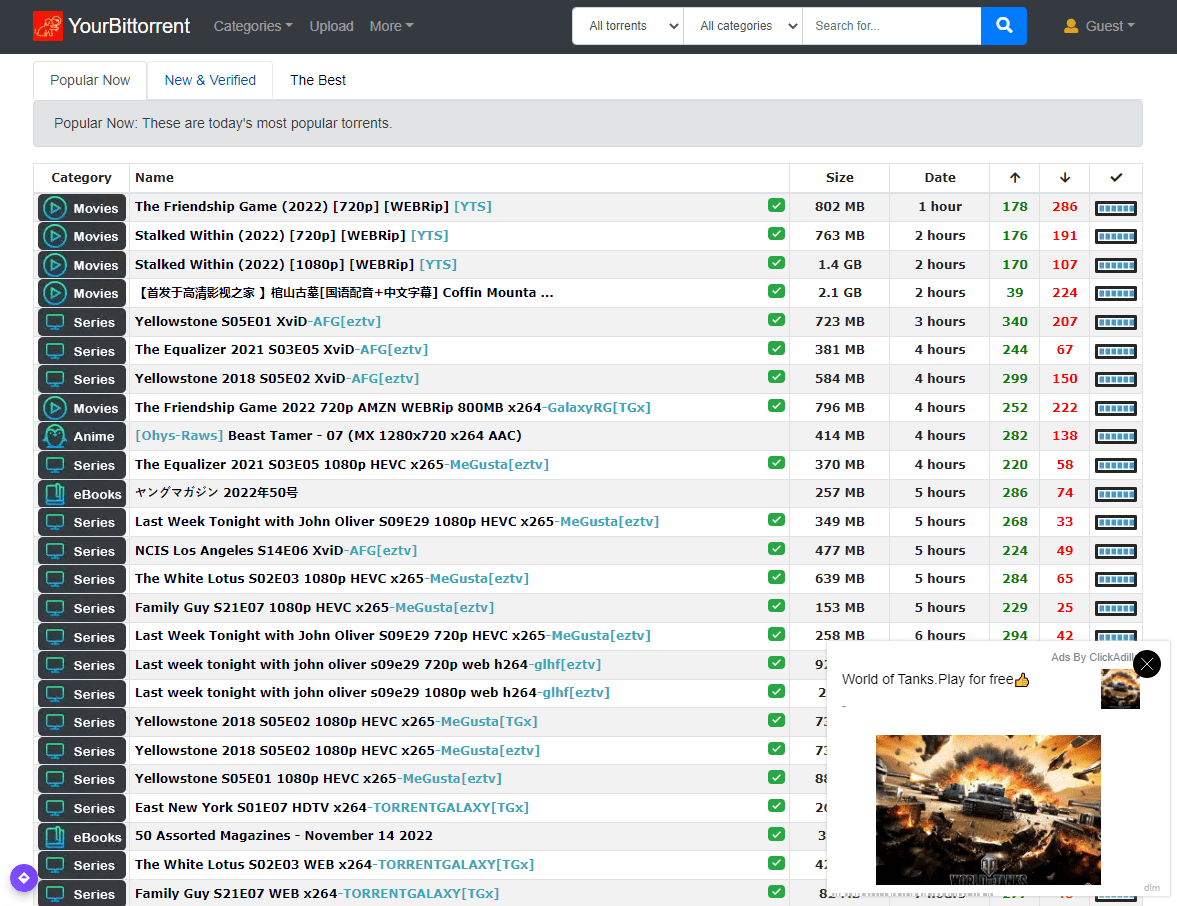 Página principal de YourBittorrent