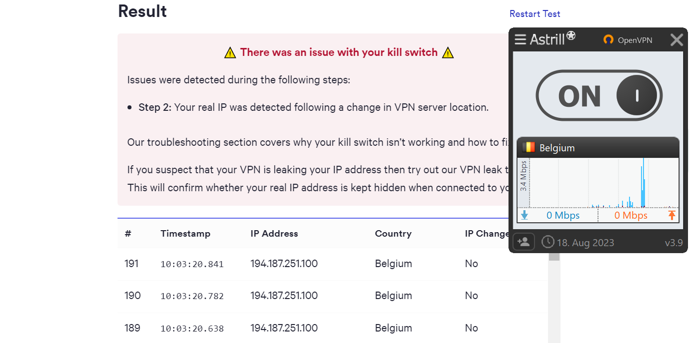 Prueba de la eficacia de Astrill VPN