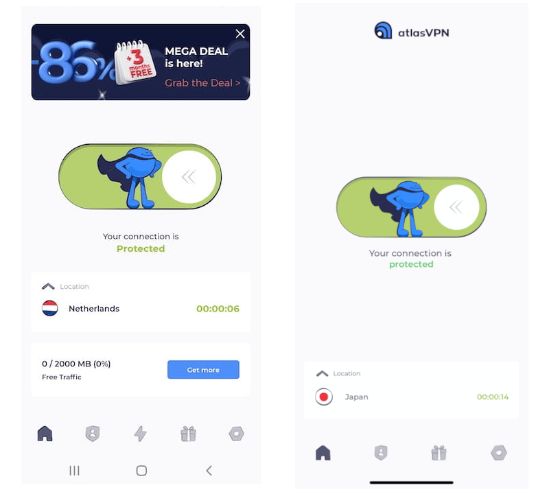 Las aplicaciones de Atlas VPN para Android e iOS comparadas