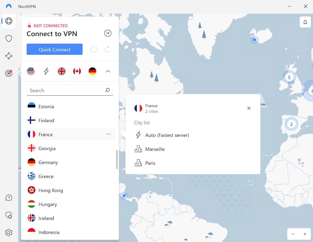 NordVPN server locations