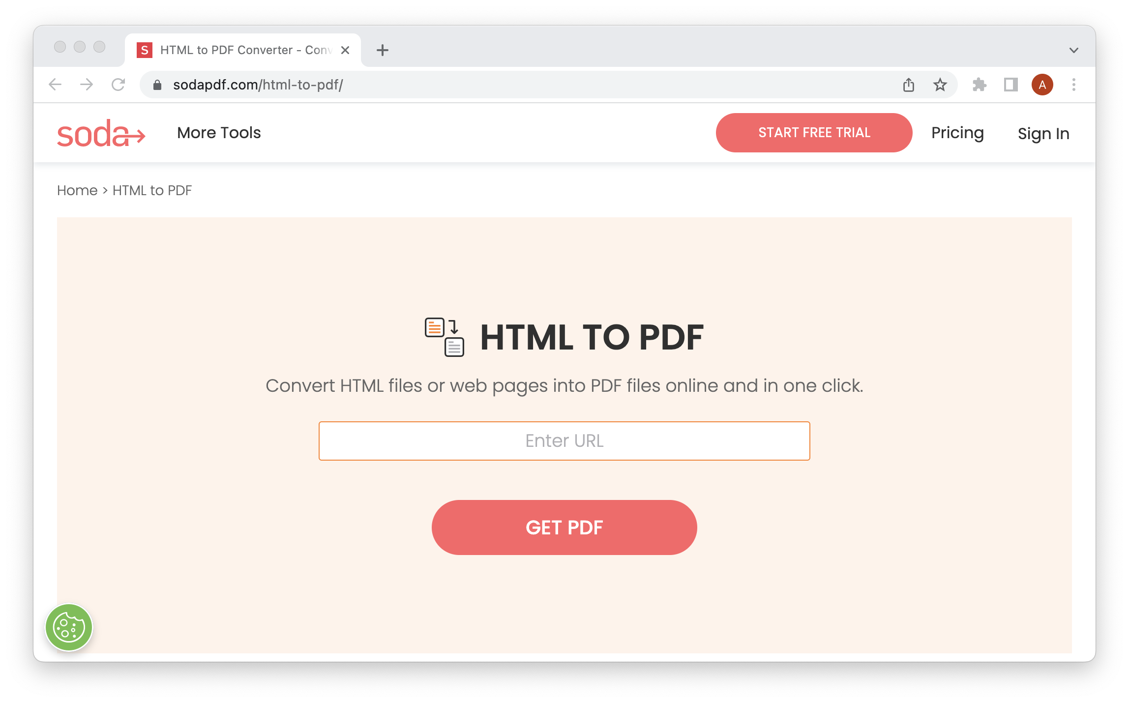 O SodaPDF é um exemplo de conversor de HTML para PDF