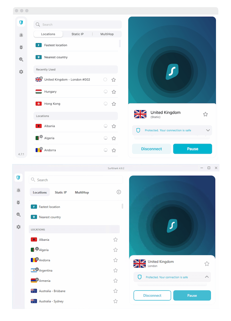 Surfshark Desktop Apps Side by Side