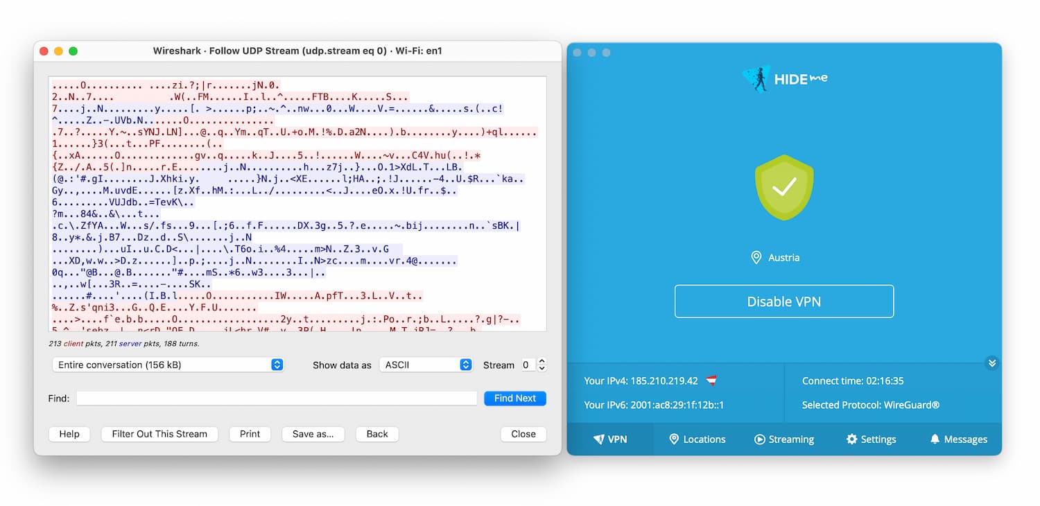 Hide.me Wireshark Encryption Test