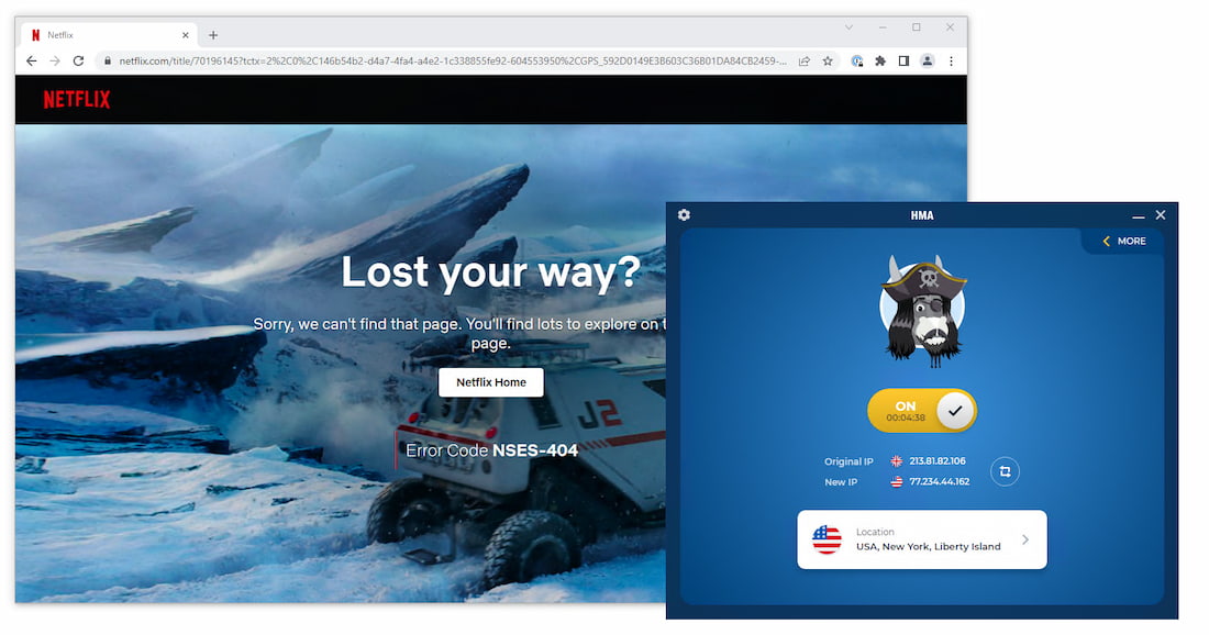 O HMA VPN sendo bloqueado pela Netflix EUA