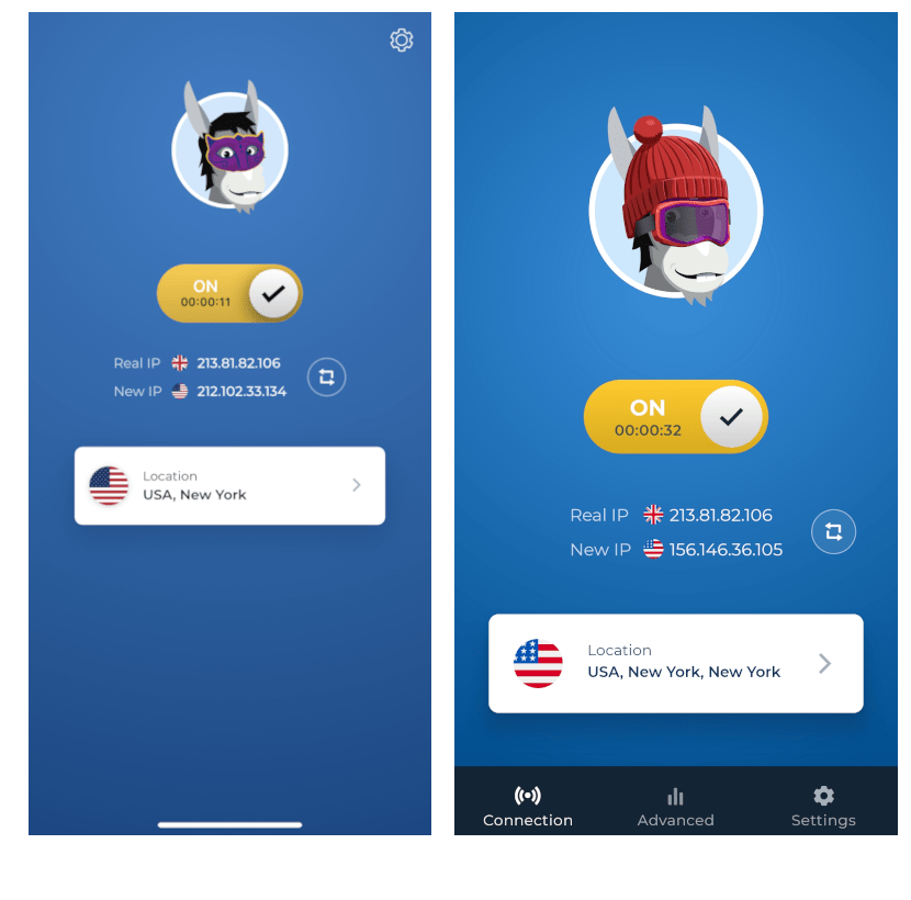 HMA VPN's iOS and Android apps side-by-side