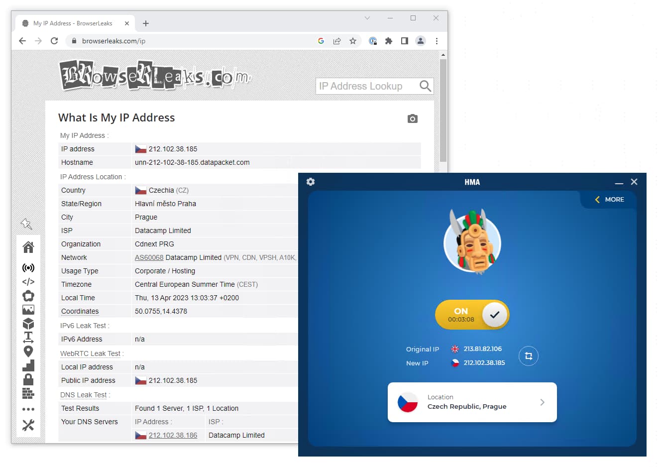 Testing HMA VPN for IP and DNS leaks