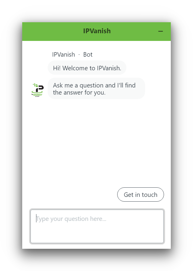 IPVanish's chatbot support