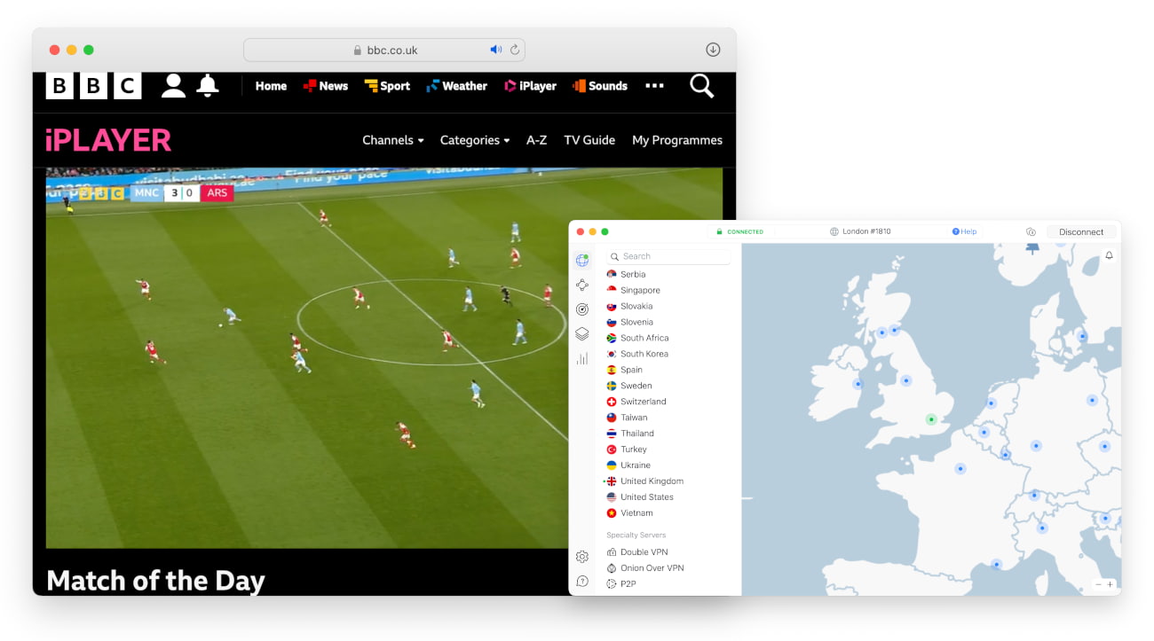 Streaming BBC iPlayer z NordVPN