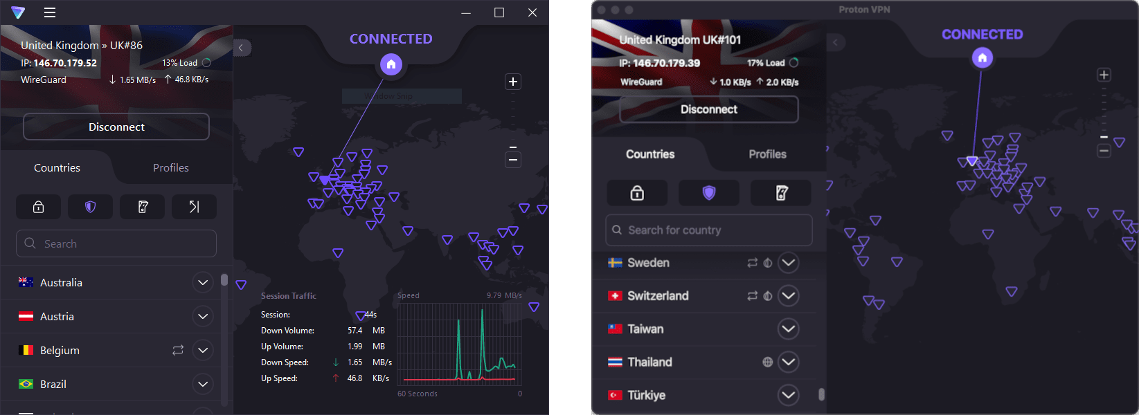 Compare Proton VPN Free and paid plans