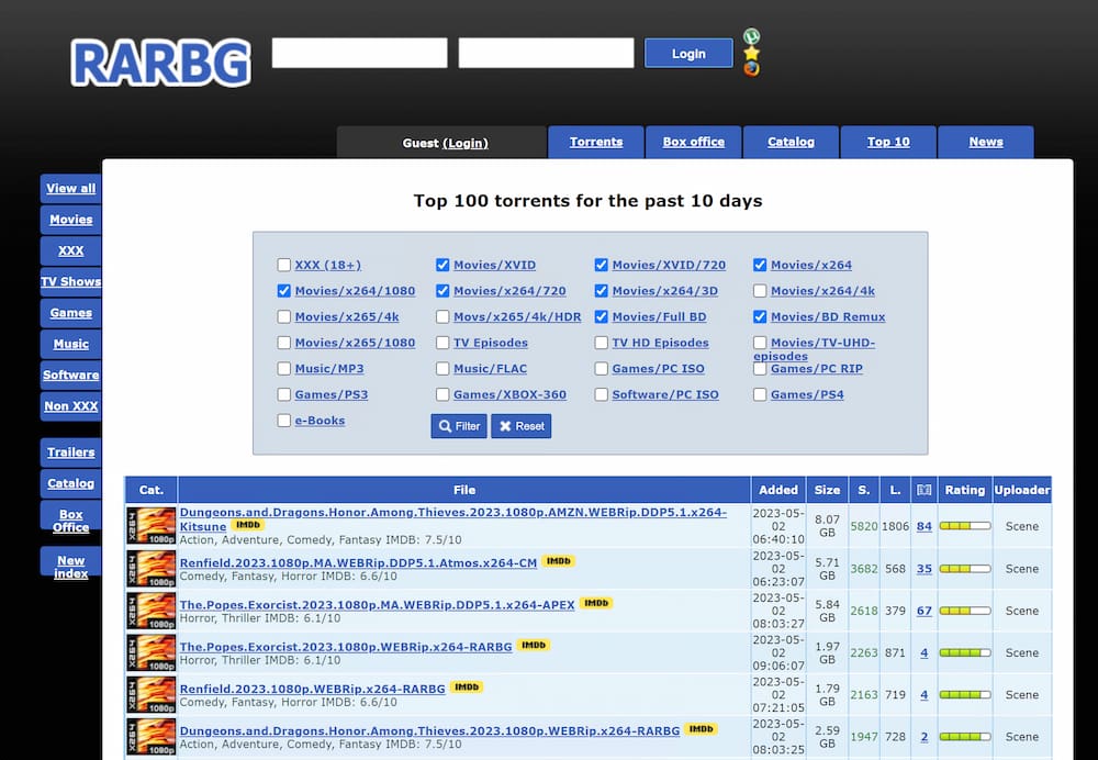 The RARBG torrent site