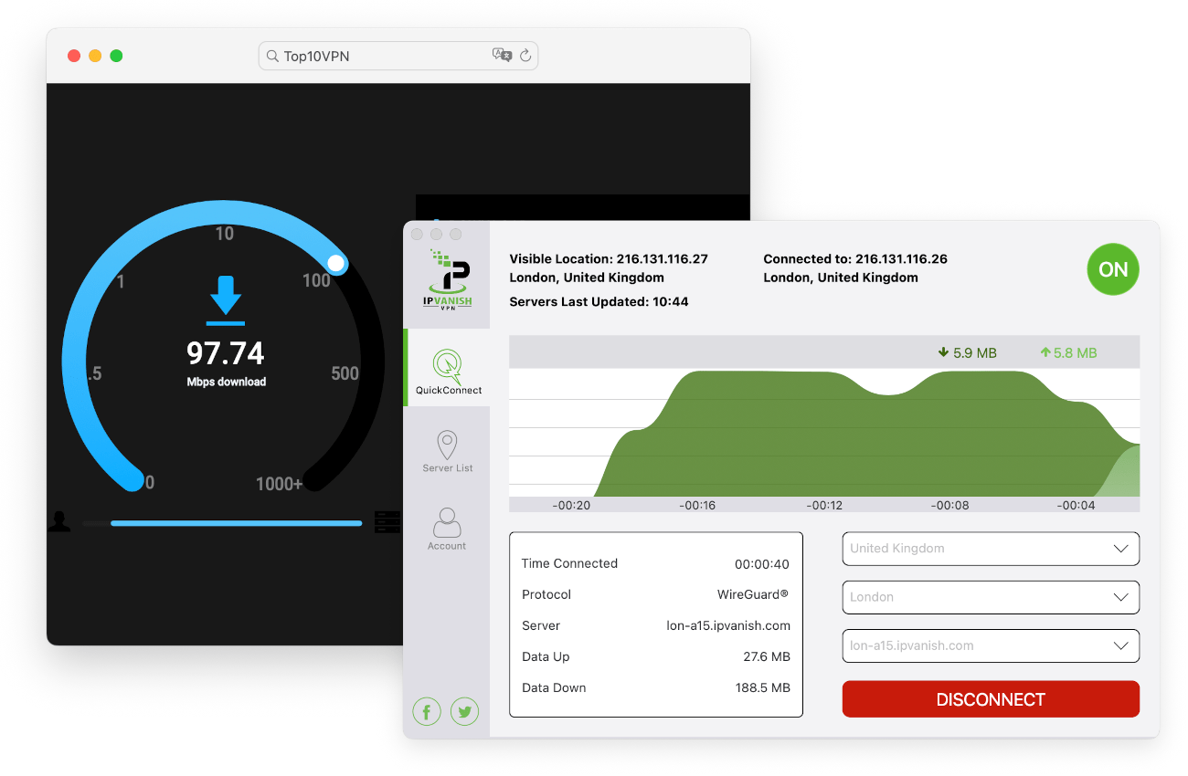 Probando las velocidades de Internet con IPVanish con nuestra herramienta de pruebas de velocidad. 