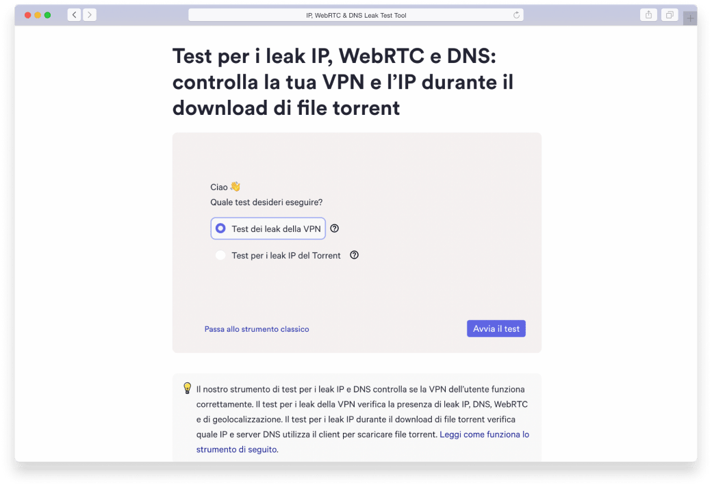 Test per i leak IP e DNS