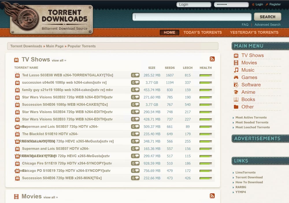 El sitio de torrent torrentdownloads