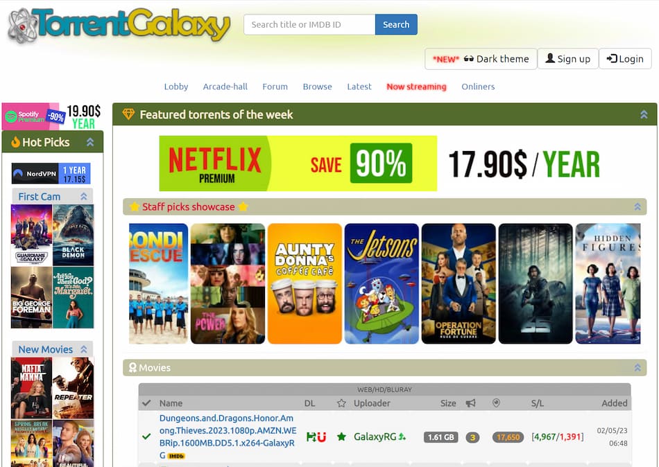 El sitio de torrent torrentgalaxy