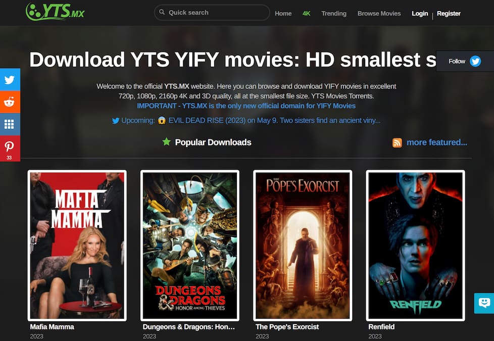 The YTS torrent site
