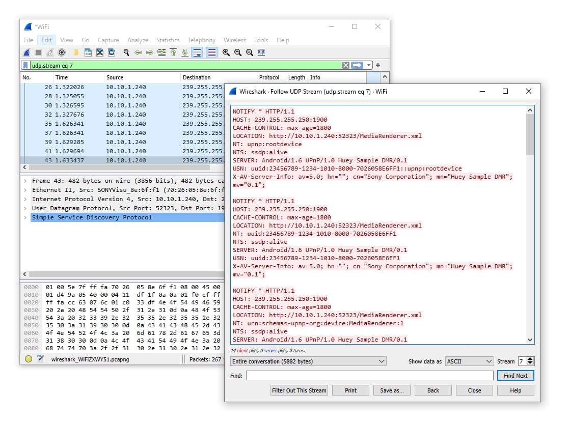 Risultati del test HTTP Wireshark
